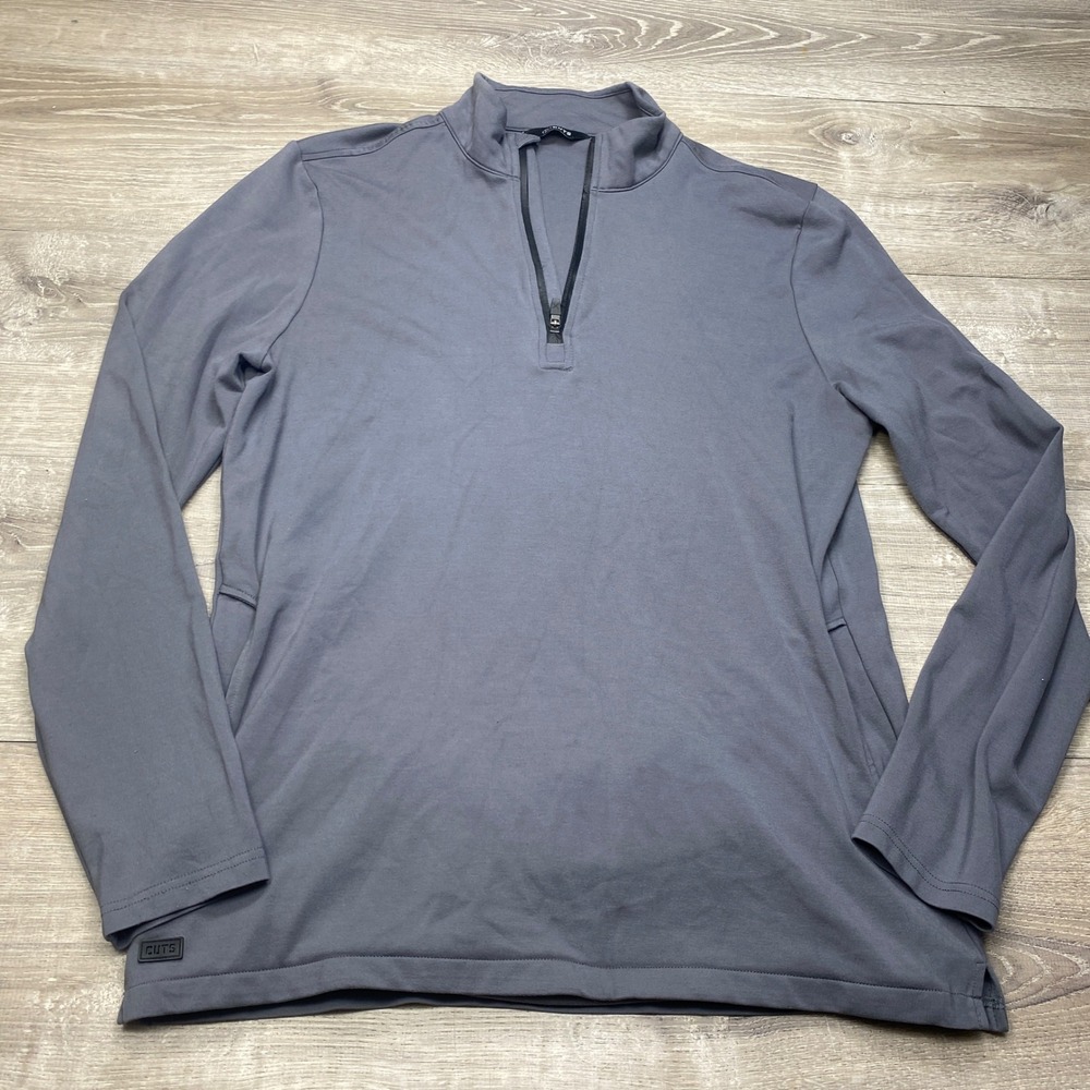 Cuts‎ Clothing Quarter Zip Pullover Mens XL Gray Viscose Blend L1150